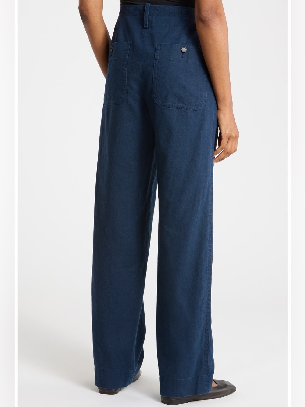 NWT Vince Tie Front Pull On Pants in Navy Size Small Hemp/Cotton Blend - Picture 2 of 10